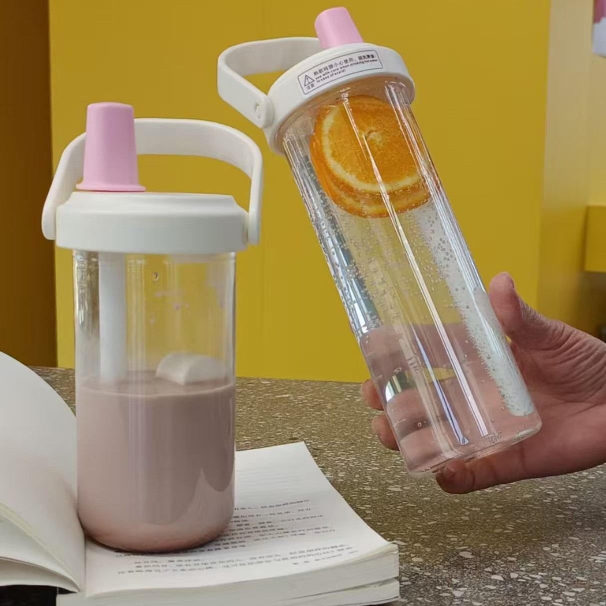 750ml 500ml BPA Free Custom Logo Clear Plastic Coffee Boba Tea Cups Straw Cup with Sealable Lid And Handle