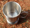 Stainless Steel Insulated Camping Mug with Foldable Handle Leak Proof Lid for Hot Coffee Travel Durable Metal Camping Cup