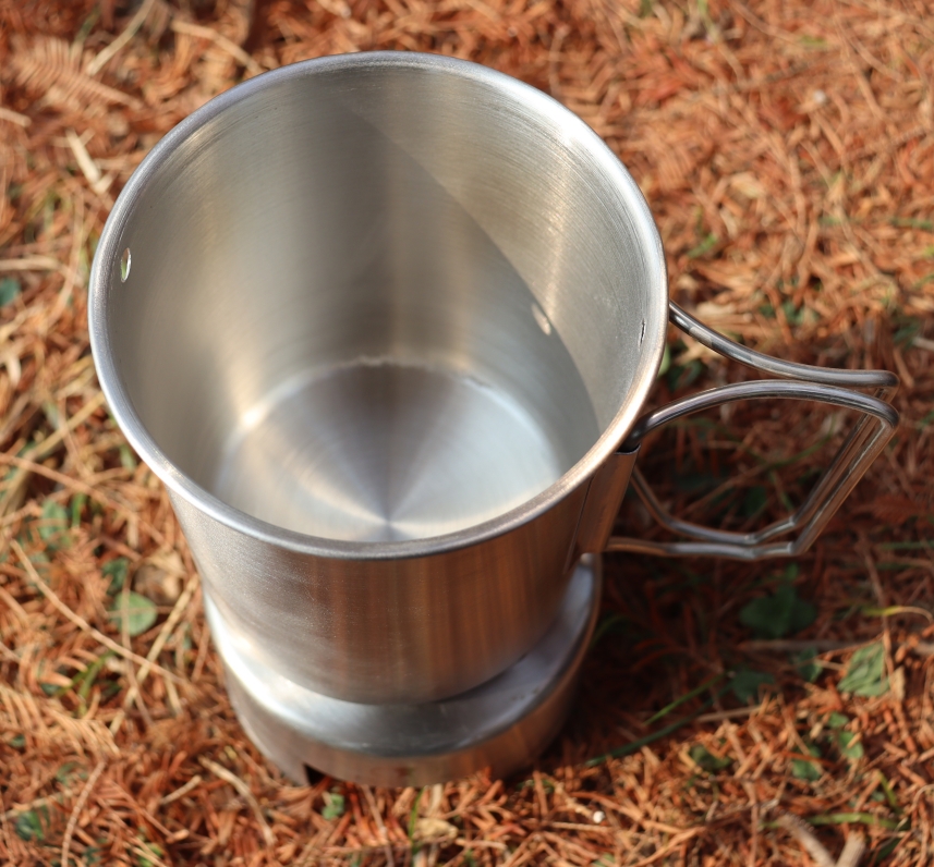 Stainless Steel Insulated Camping Mug with Foldable Handle Leak Proof Lid for Hot Coffee Travel Durable Metal Camping Cup
