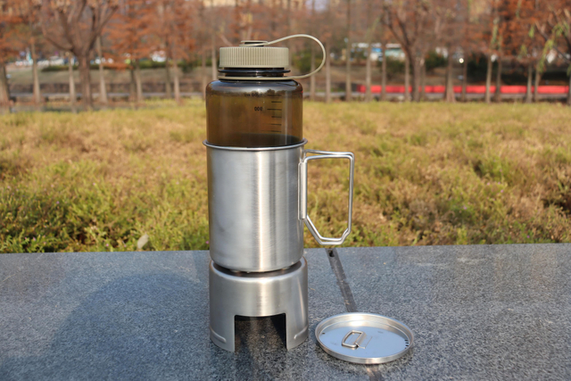 Stainless Steel Insulated Camping Mug with Foldable Handle Leak Proof Lid for Hot Coffee Travel Durable Metal Camping Cup